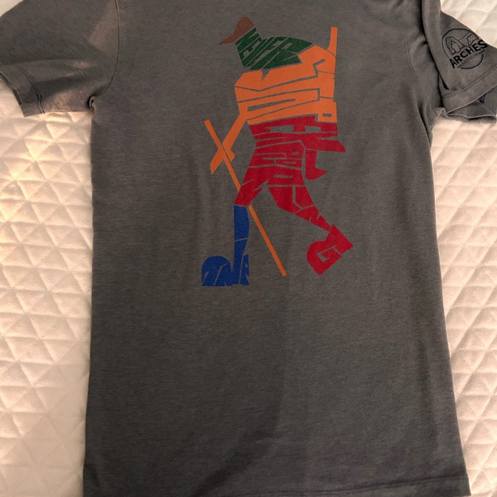 🔹The North Face Gray Tee with Multicolor Graphic
